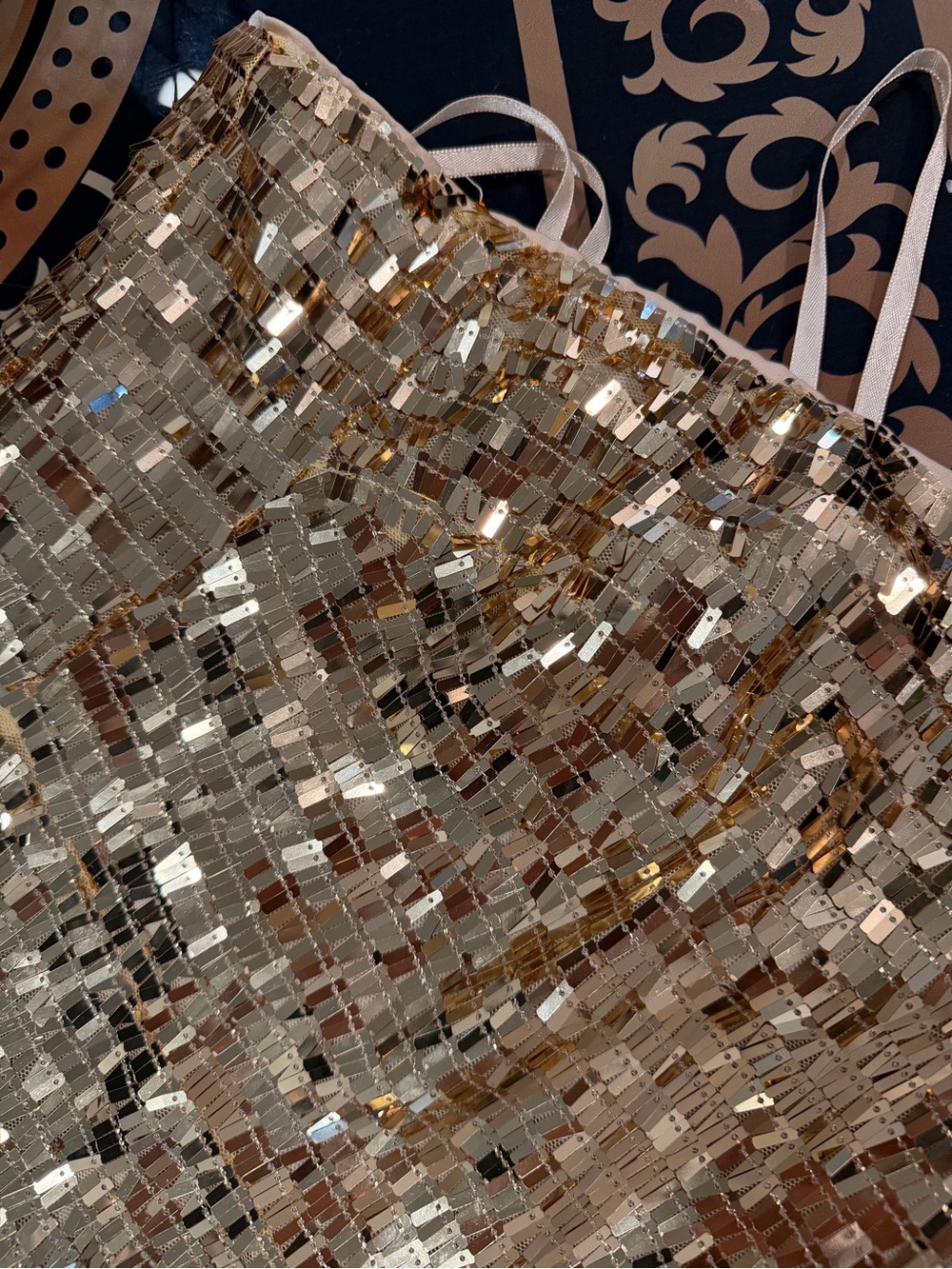Simon Miller Gold Strapless Sequin Column Gown | Metallic Evening Dress - Picture 8 of 11